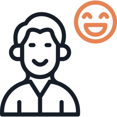 Arkadaşlık Gülümseme Çizgisi Simgesi, Basit Tasarımlı Vektör İllüstrasyonu