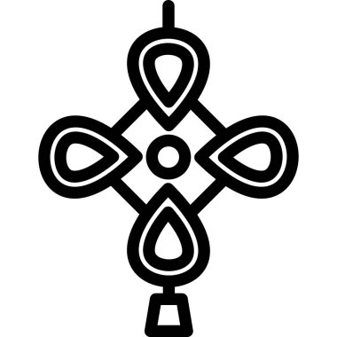 Çin Düğüm Çizgisi Simgesi, Basit Tasarımlı Vektör İllüstrasyonu