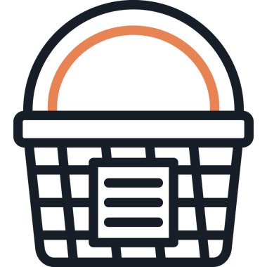 Piknik Basket Çizgisi Simgesi, Basit Tasarımlı Vektör Resimleri