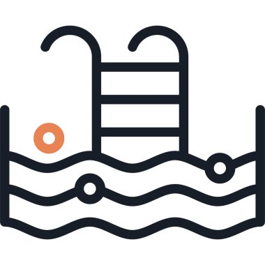 Yüzme Havuz Çizgisi Simgesi, Basit Tasarımlı Vektör Resimleri