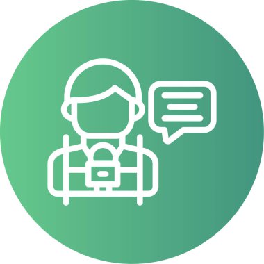 Haber Sunucusu Satırı Gradyan Çemberi Simgesi, Basit Tasarımlı Vektör İllüstrasyonu