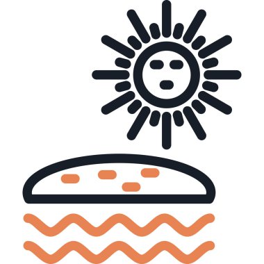 Yaz Günbatımı Satır Simgesi, Basit Tasarımlı Vektör Resimleri