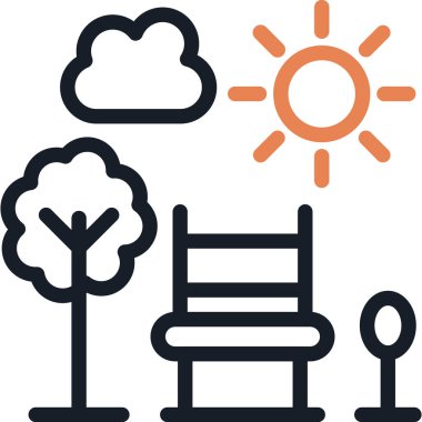 Şehir Parkı Çizgisi Simgesi, Basit Tasarımlı Vektör Resimleri