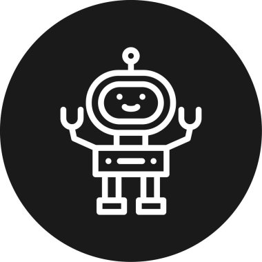 Eğitim Robotları Çizgisi Çemberi BG Simgesi, Basit Tasarımlı Vektör Resimleri