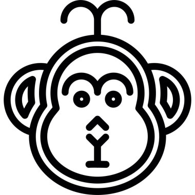 Maymun Çizgisi Simgesi Yılı, Basit Tasarımlı Vektör Resimleri