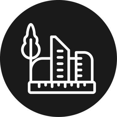 Peyzaj Tasarımı Çizgisi Çemberi BG Simgesi, Basit Tasarımlı Vektör Resimleri