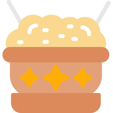 Çin Yemeği Düz Simgesi, Basit Tasarımlı Vektör Resimleri