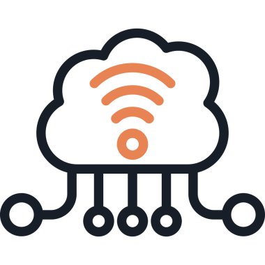 Bulut Bütünleşme Çizgisi Simgesi, Basit Tasarımlı Vektör İllüstrasyonu