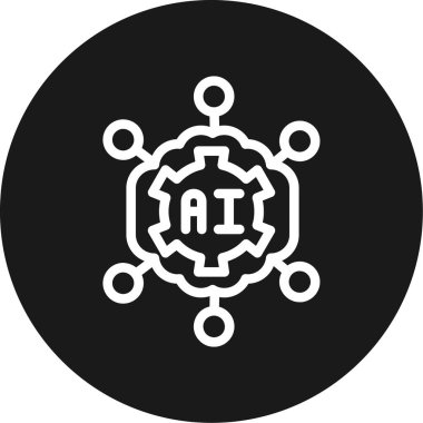 AI Bütünleşme Çizgisi Çemberi BG Simgesi, Basit Tasarımlı Vektör Resimleri