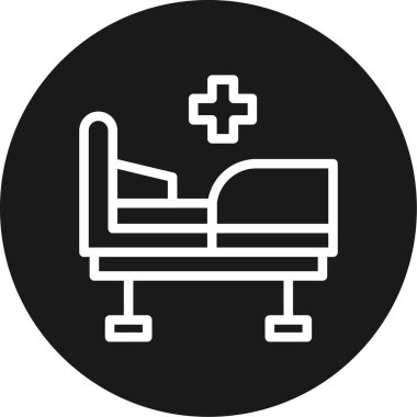 Hastane Yatak Hattı Çemberi BG Simgesi, Basit Tasarımlı Vektör Resimleri