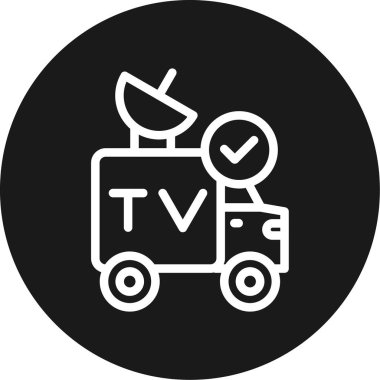 Medya Van Satırı Çemberi BG Simgesi, Basit Tasarımlı Vektör Resimleri