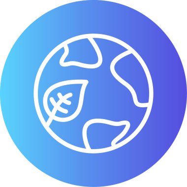 Dünya Küre Çizgisi Gradyan Çemberi Simgesi, Basit Tasarımlı Vektör Resimleri