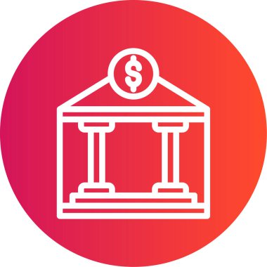 Bank Building Line Gradyan Çemberi Simgesi, Basit Tasarımlı Vektör Resimleri