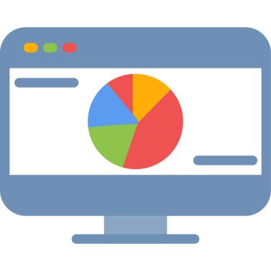 Veri Görselleştirme Düz Simgesi, Basit Tasarımlı Vektör İllüstrasyonu