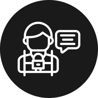 Haber Sunucusu Satırı Çemberi BG Simgesi, Basit Tasarımlı Vektör İllüstrasyonu