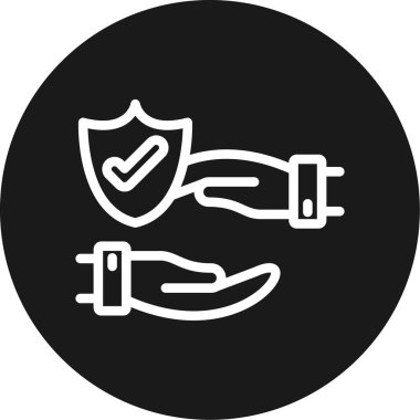 Güvenlik El Hattı Çemberi BG Simgesi, Basit Tasarımlı Vektör Resimleri