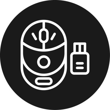 Kablosuz Fare Hattı Çemberi BG Simgesi, Basit Tasarımlı Vektör Resimleri