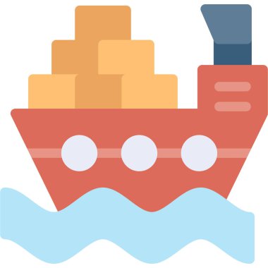 Kargo Gemisi Düz Simgesi, Basit Tasarımlı Vektör Resimleri