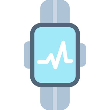 Fitness İzleyici Düz Simgesi, Basit Tasarımlı Vektör İllüstrasyonu