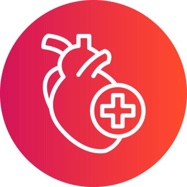 Kardiyak Cerrahi Çizgisi Gradyan Çemberi Simgesi, Basit Tasarımlı Vektör Resimleri