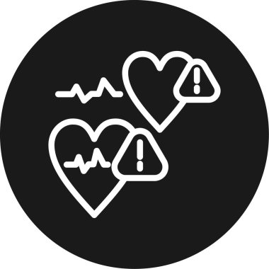 Kalp Semptomları Çizgisi Çemberi BG Simgesi, Basit Tasarımlı Vektör İllüstrasyonu
