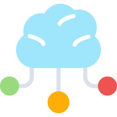 Bulut Teknolojisi Düz Simgesi, Basit Tasarımlı Vektör İllüzyonu