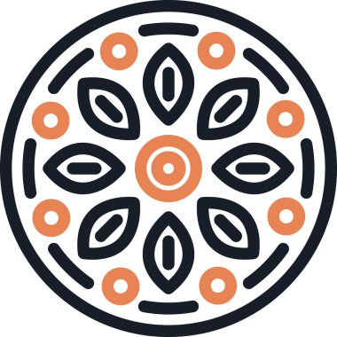 Mandala Satırı Simgesi, Basit Tasarımlı Vektör Resimleri