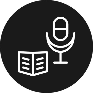 Eğitim Podcast Satırı Çemberi BG Simgesi, Basit Tasarımlı Vektör Resimleri