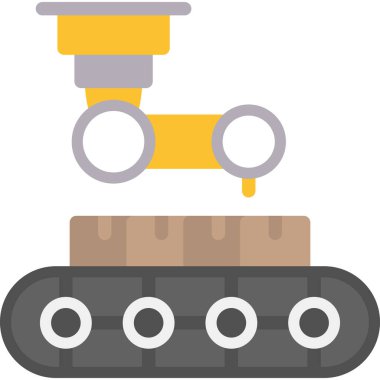 Üretim Süreci Düz Simge, Basit Tasarımlı Vektör İllüstrasyonu