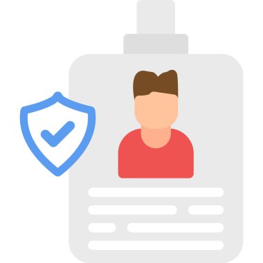 Kimlik Kartı Düz Simgesi, Basit Tasarımlı Vektör İllüstrasyonu