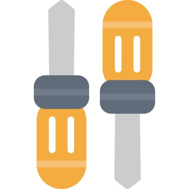 Tornavida Düz Simgesi, Basit Tasarımlı Vektör İllüstrasyonu