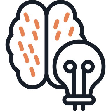 Beyin Fırtınası Satırı Simge Ögesi, Basit Tasarımlı Vektör İllüstrasyonu