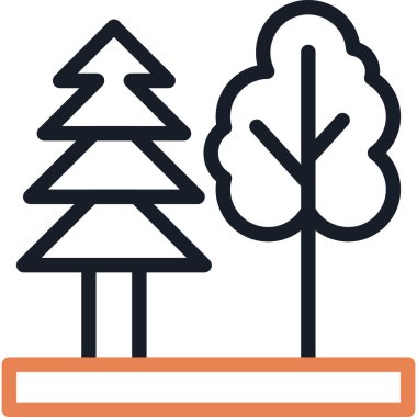 Çam Ağacı Çizgisi Simgesi, Basit Tasarımlı Vektör Resimleri