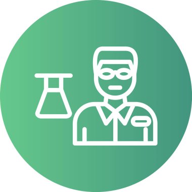 Bilim adamı Satırı Gradyan Çemberi Simgesi, Basit Tasarımlı Vektör İllüstrasyonu