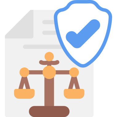 Yasal Koruma Düz Simgesi, Basit Tasarımlı Vektör İllüstrasyonu