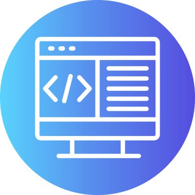 Kod Satırı Gradyan Çemberi Simgesi, Basit Tasarımlı Vektör Resimleri