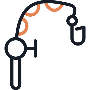 Balıkçılık Çubuğu Hattı Simgesi, Basit Tasarımlı Vektör Resimleri