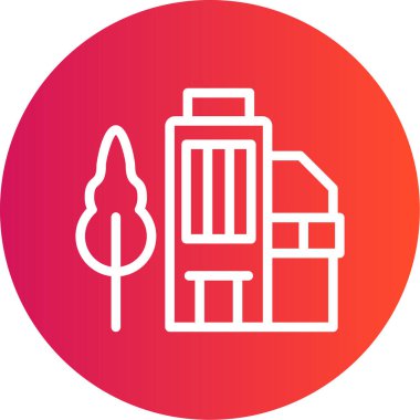 Residential Complex Line Gradient Circle Simgesi, Basit Tasarımlı Vektör Resimleri