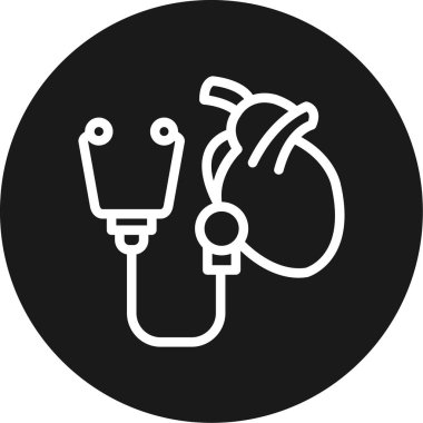 Kalp Teşhisi Çizgisi Çemberi BG Simgesi, Basit Tasarımlı Vektör Resimleri