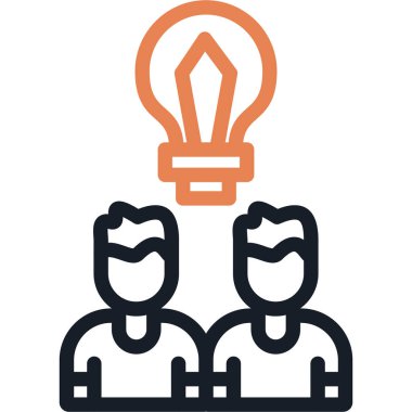 Takım Çalışması Satırı Simgesi, Basit Tasarımlı Vektör İllüstrasyonu