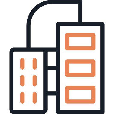 Benzin İşleme Satırı Simgesi, Basit Tasarımlı Vektör İllüstrasyonu