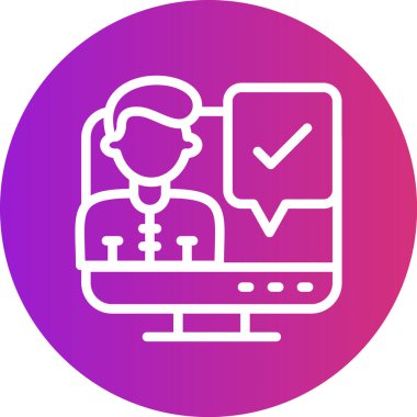 Video Konferans Satırı Gradyan Çemberi Simgesi, Basit Tasarımlı Vektör Resimleri