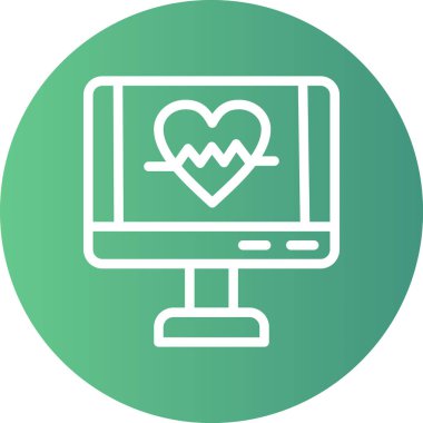 Kardiyak Diyagram Çizgisi Gradyan Çemberi Simgesi, Basit Tasarımlı Vektör Resimleri