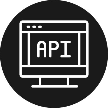 API Bütünleşme Çizgisi Çemberi BG Simgesi, Basit Tasarımlı Vektör Resimleri