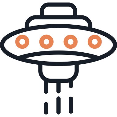 Uzaylı Uzay Gemisi Simge Çizgisi, Basit Tasarımlı Vektör Resimleri