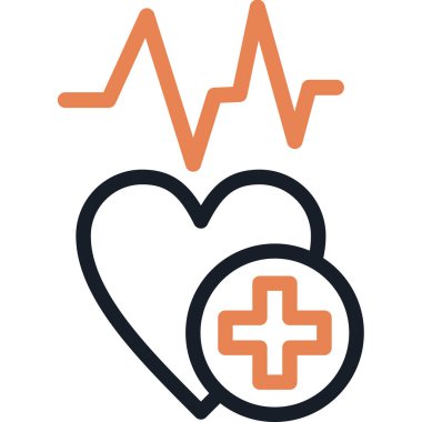 Kalp Sağlığı Çizgisi Simgesi, Basit Tasarımlı Vektör İllüstrasyonu