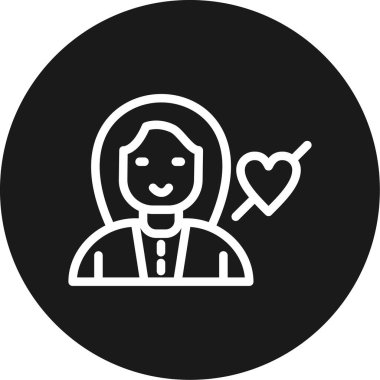 Öğretmenin Kalp Çizgisi Çemberi BG Simgesi, Basit Tasarımlı Vektör İllüzyonu