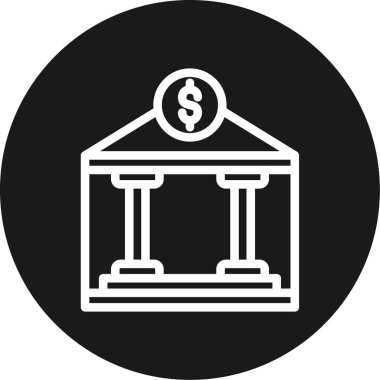 Bank Building Line Circle BG Simgesi, Basit Tasarımlı Vektör Resimleri