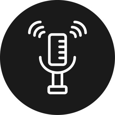 Mikrofon Hattı Çemberi BG Simgesi, Basit Tasarımlı Vektör Resimleri