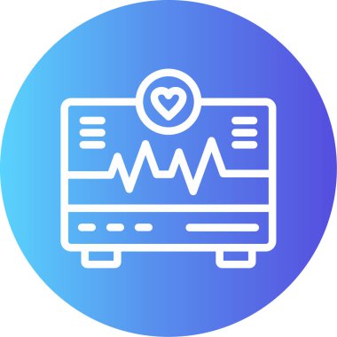 EKG Satırı Gradyan Çemberi Simgesi, Basit Tasarımlı Vektör Resimleri